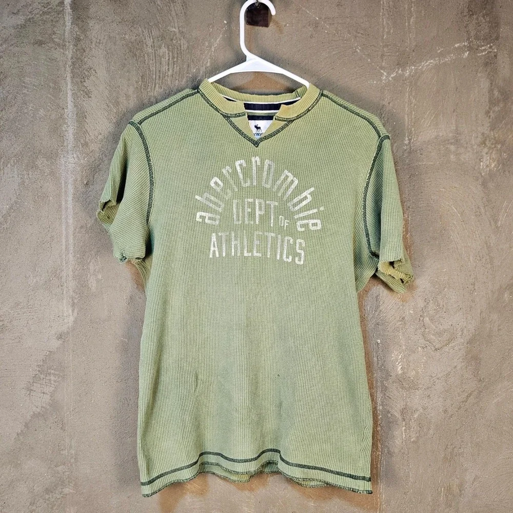 VTG Y2K Abercrombie Kids‎ Waffle Knit Thermal Boys XL Distressed Raw Hem Grunge